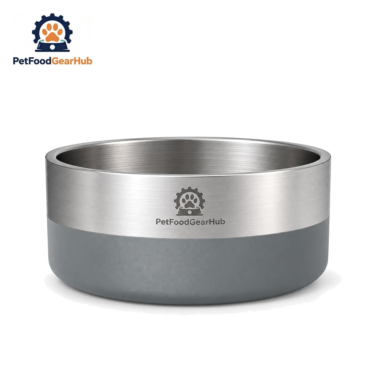 PetFoodGearHub Double-Wall 304 Stainless Steel Pet Bowl — 304 Stainless Steel Bowl M, Titanium Gray