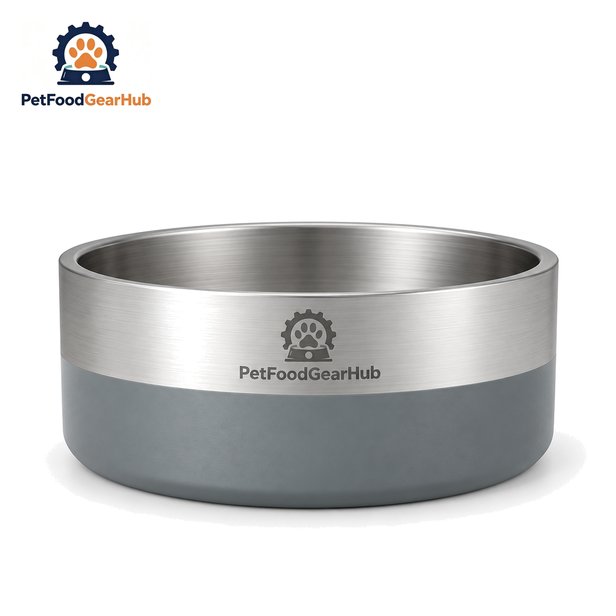 PetFoodGearHub Double-Wall 304 Stainless Steel Pet Bowl — 304 Stainless Steel Bowl L, Titanium Gray