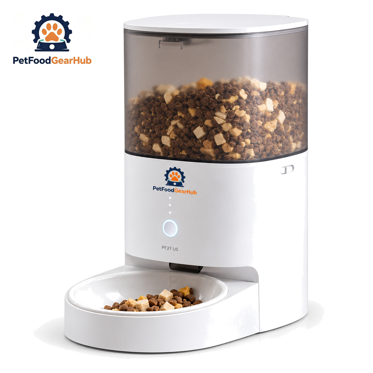 PetFoodGearHub PFGH PF21 US Smart Automatic Pet Feeder — PFGH PF21 US Standard Feeder with Ceramic Bowl