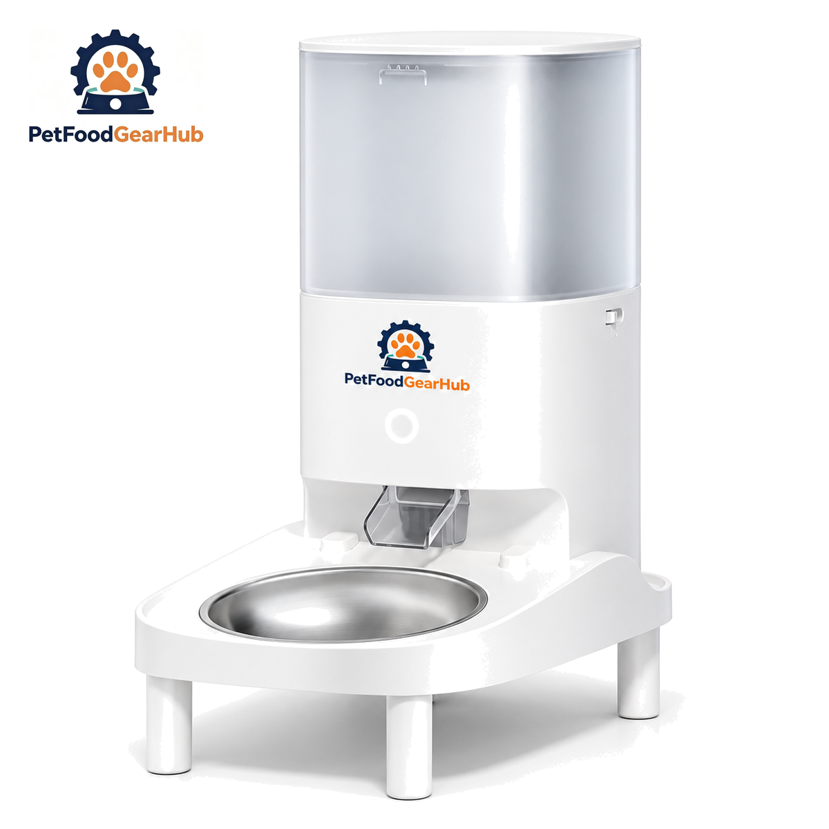 PetFoodGearHub PFGH PF21 US Smart Automatic Pet Feeder — PFGH PF21 US Elevated Single Stainless Steel Bowl