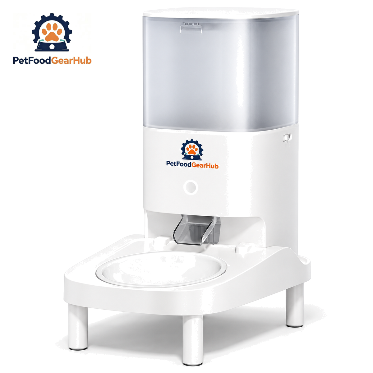 PetFoodGearHub PFGH PF21 US Smart Automatic Pet Feeder — PFGH PF21 US Elevated Single Ceramic Bowl