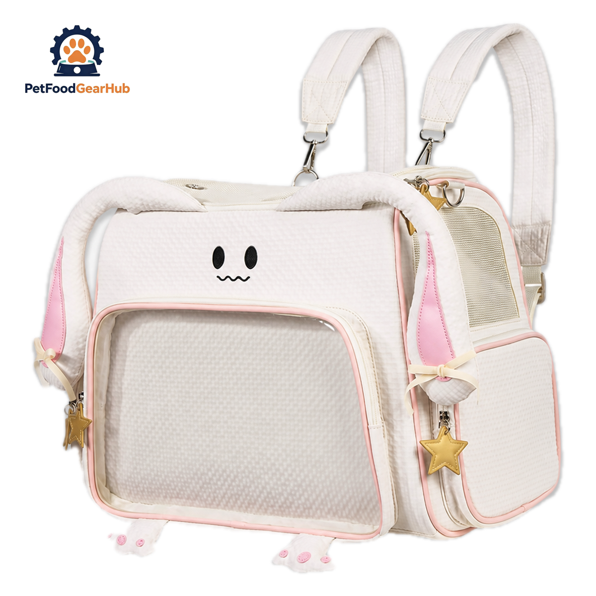 PetFoodGearHub Mallow Cat Backpack in Cream and Pink | PetFoodGearHub