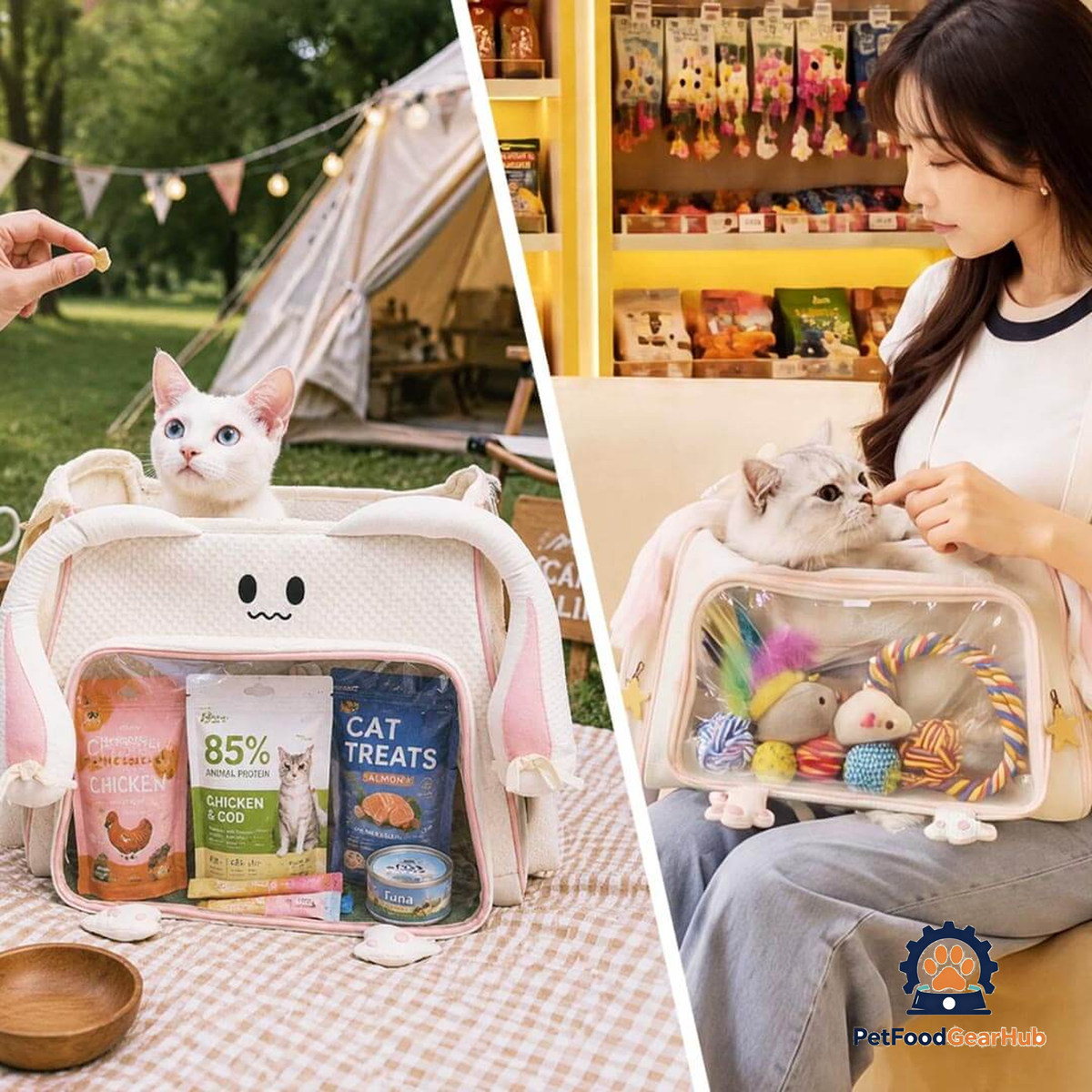 PetFoodGearHub Mallow Cat Backpack with Treats and Toys | PetFoodGearHub