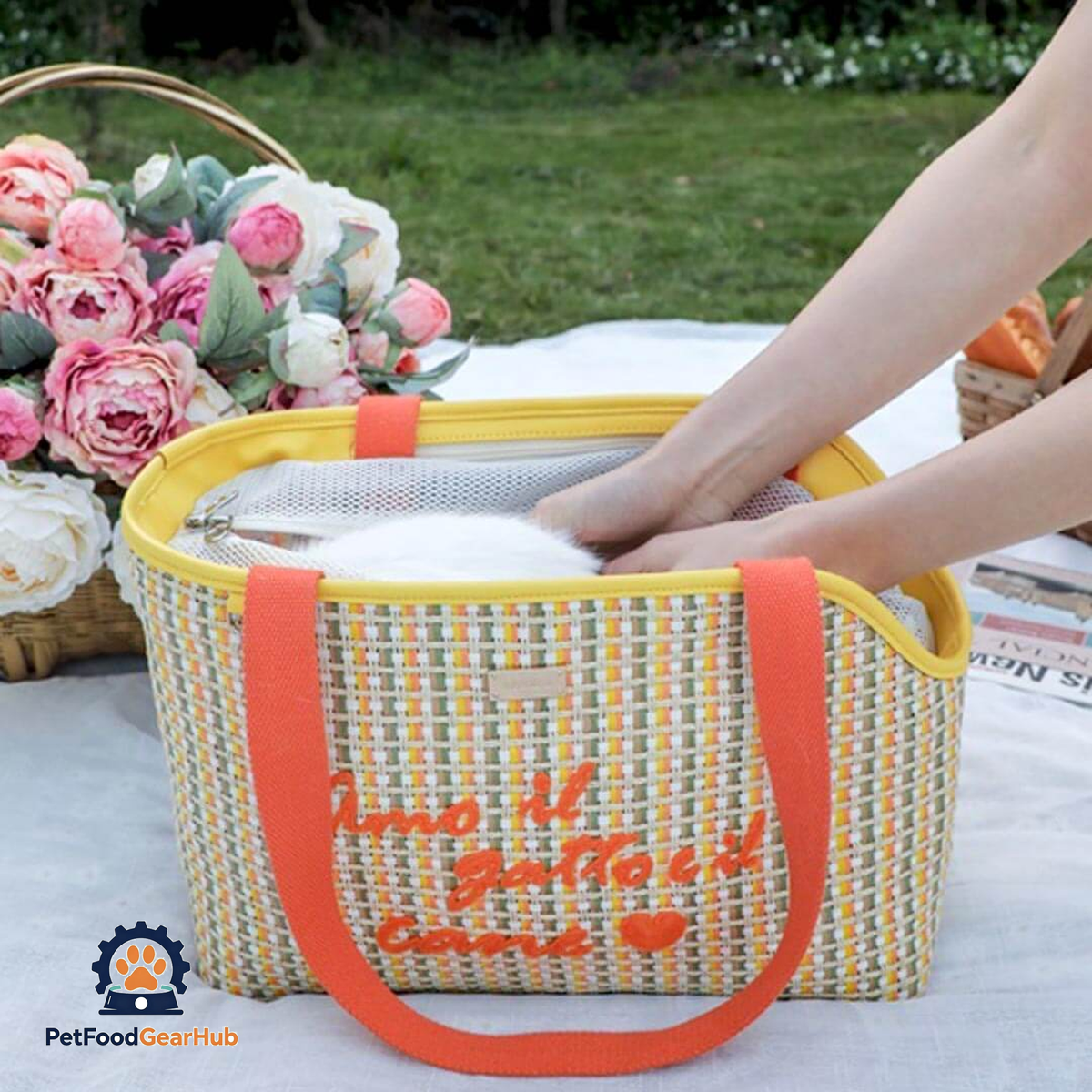 PetFoodGearHub Woven Cat Carrier | Pet Carrier Shoulder Bag | PetFoodGearHub