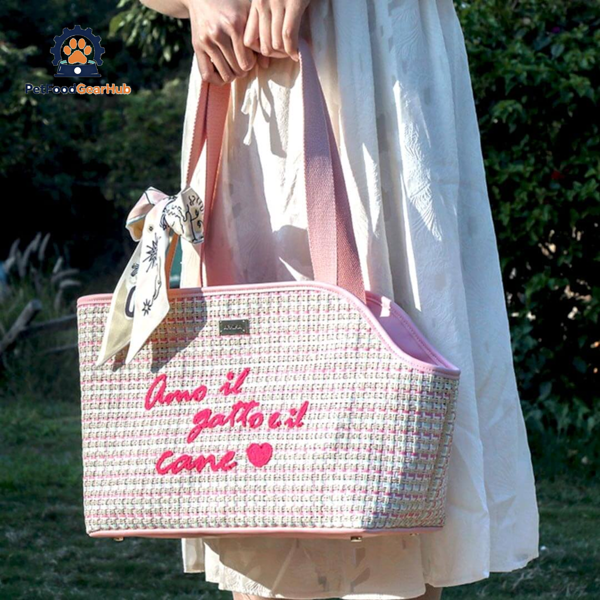Carrying PetFoodGearHub Woven Cat Carrier With Cat Inside | PetFoodGearHub
