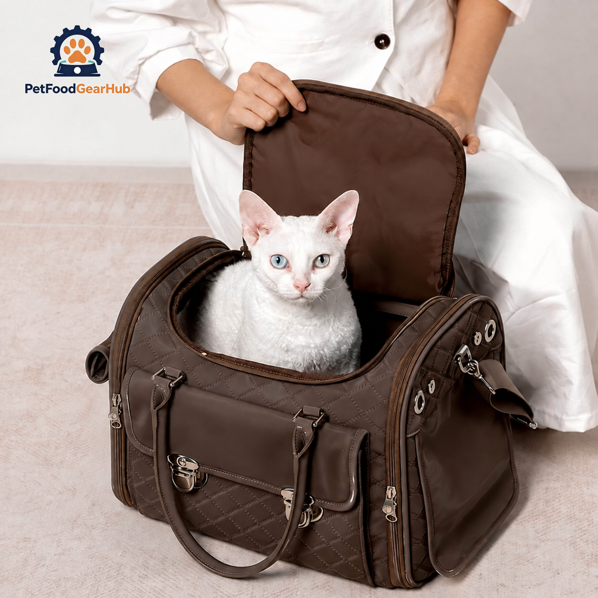 PetFoodGearHub Romy Airline Cat Carrier with Cat and Top Opening | PetFoodGearHub