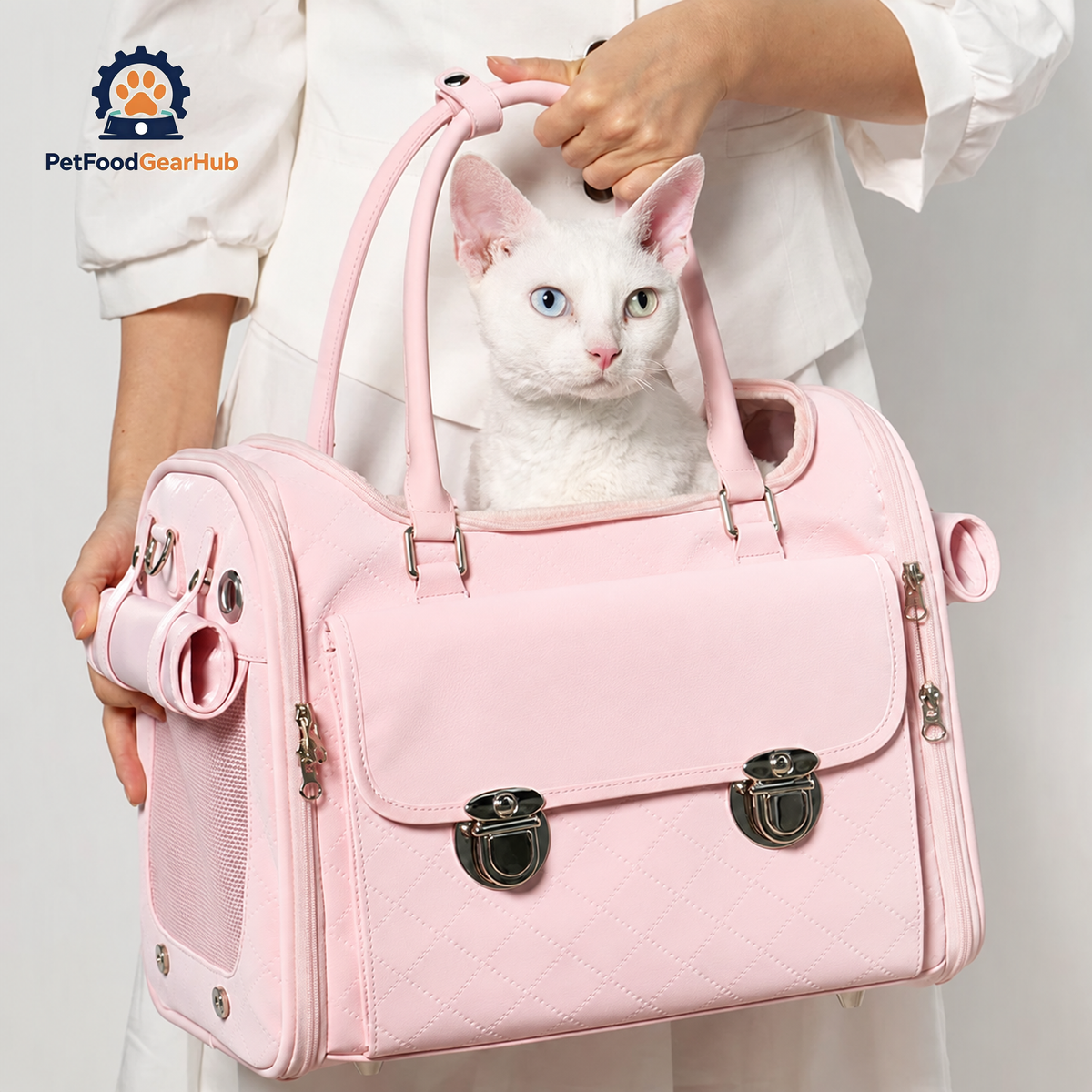 PetFoodGearHub Romy Airline Cat Carrier in Pink with Top Handles | PetFoodGearHub