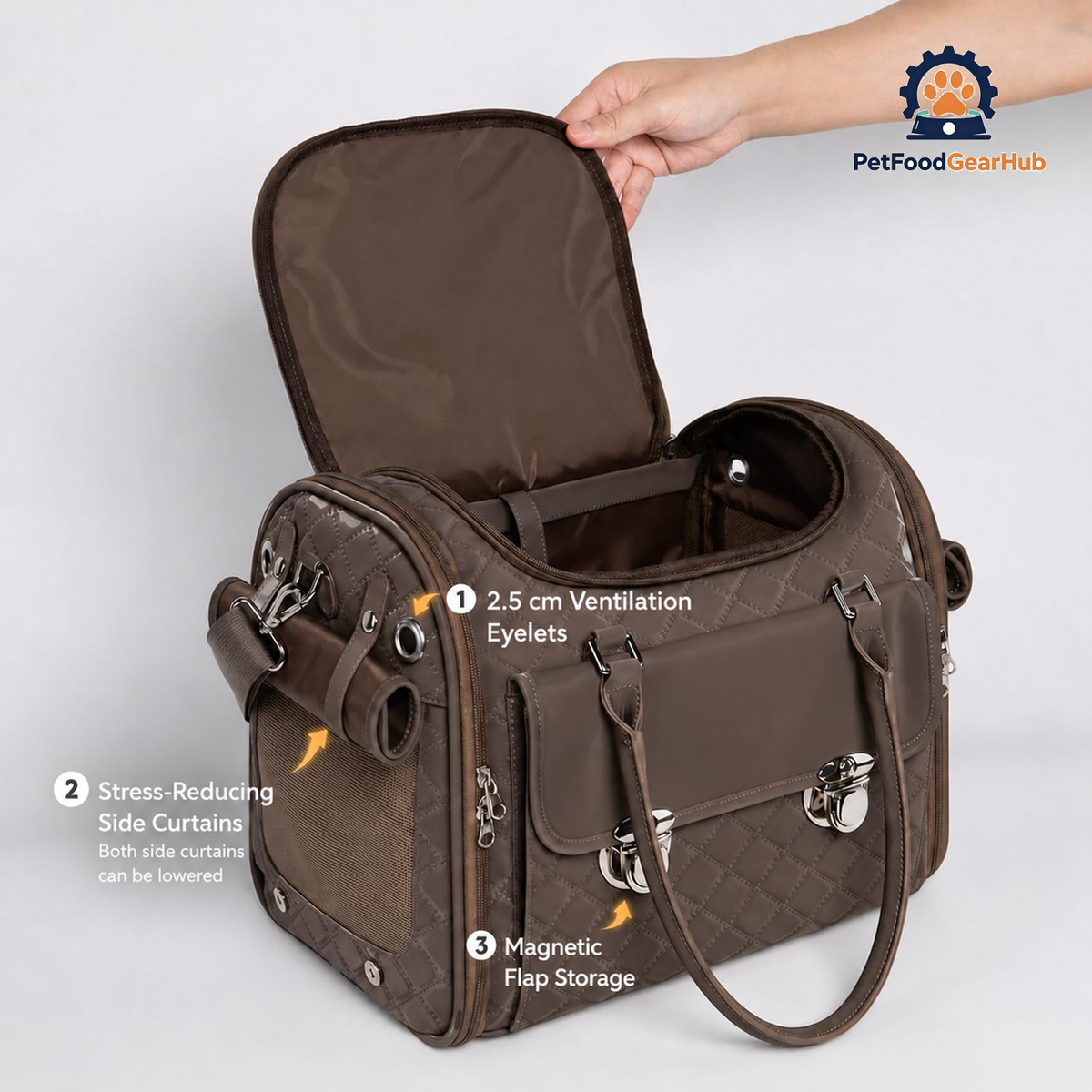 PetFoodGearHub Romy Airline Cat Carrier with Ventilation Eyelets and Side Curtains | PetFoodGearHub