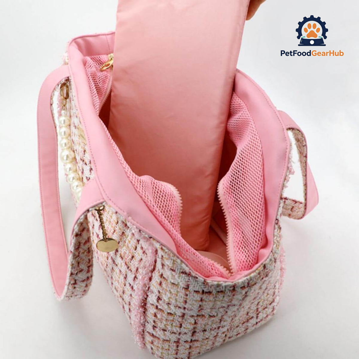PetFoodGearHub Cat Shoulder Bag Bottom View with Metal Feet | PetFoodGearHub