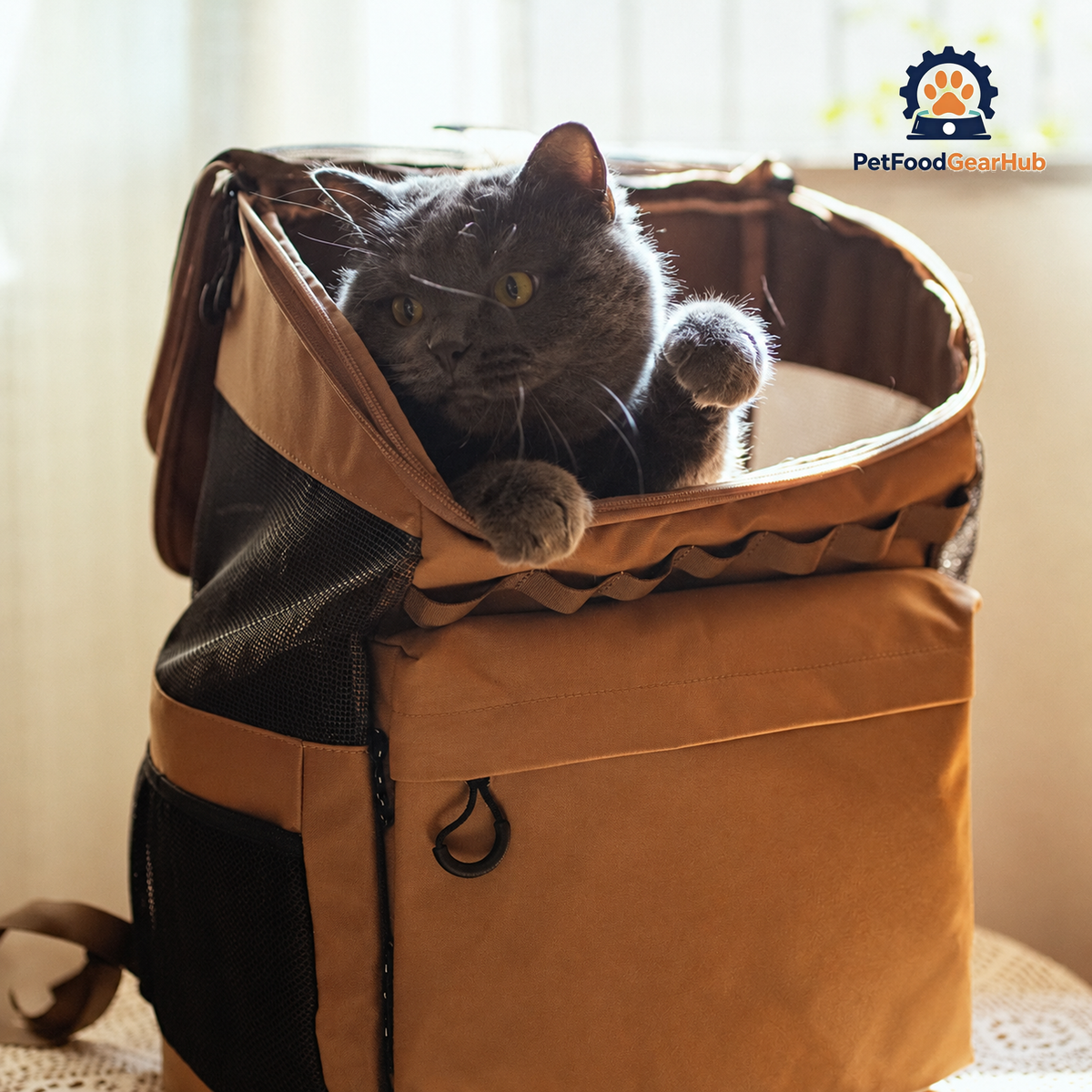 Cat Inside an Outdoor Cat Backpack | PetFoodGearHub