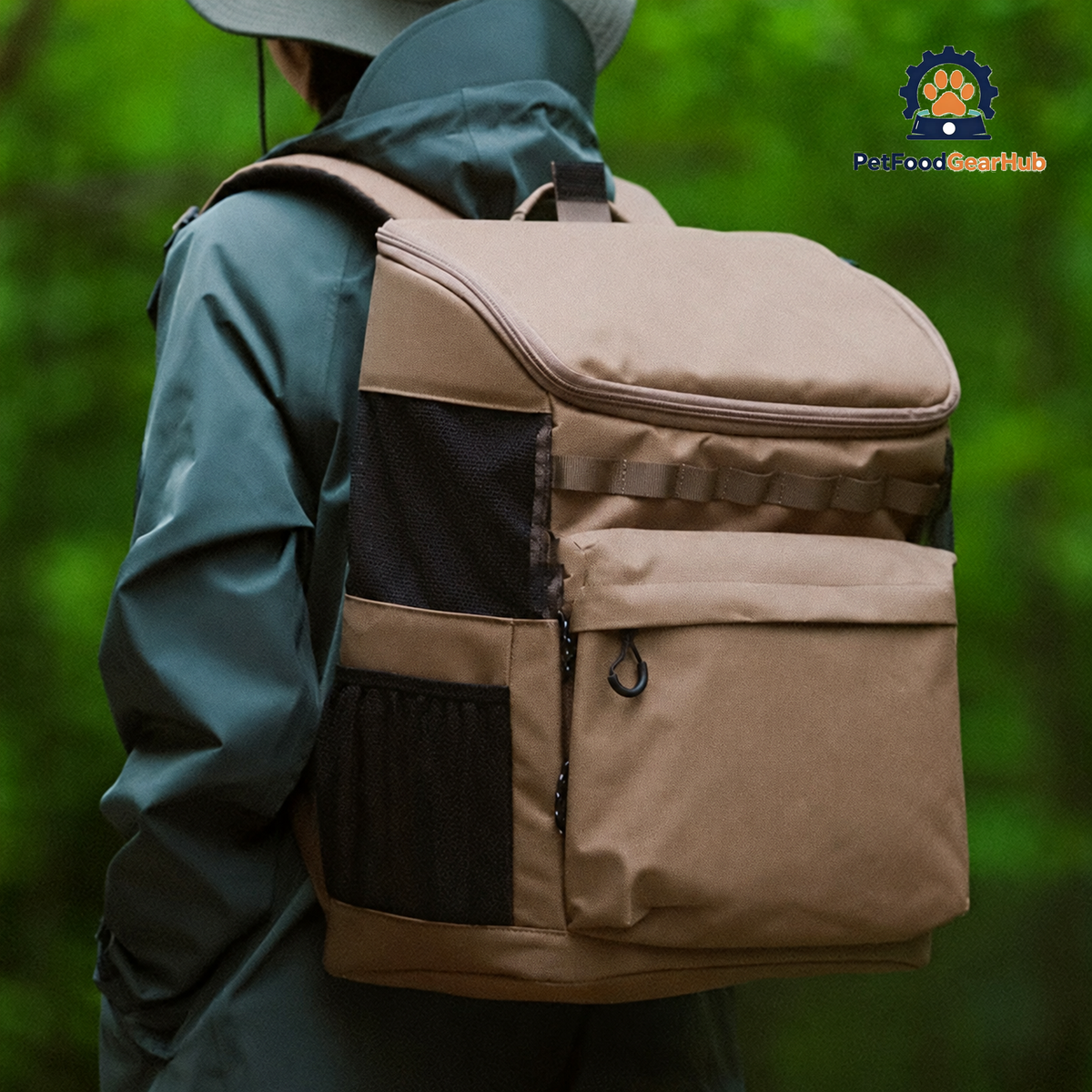Outdoor Stylish Cat Backpack with Litter Tray in Tan | PetFoodGearHub