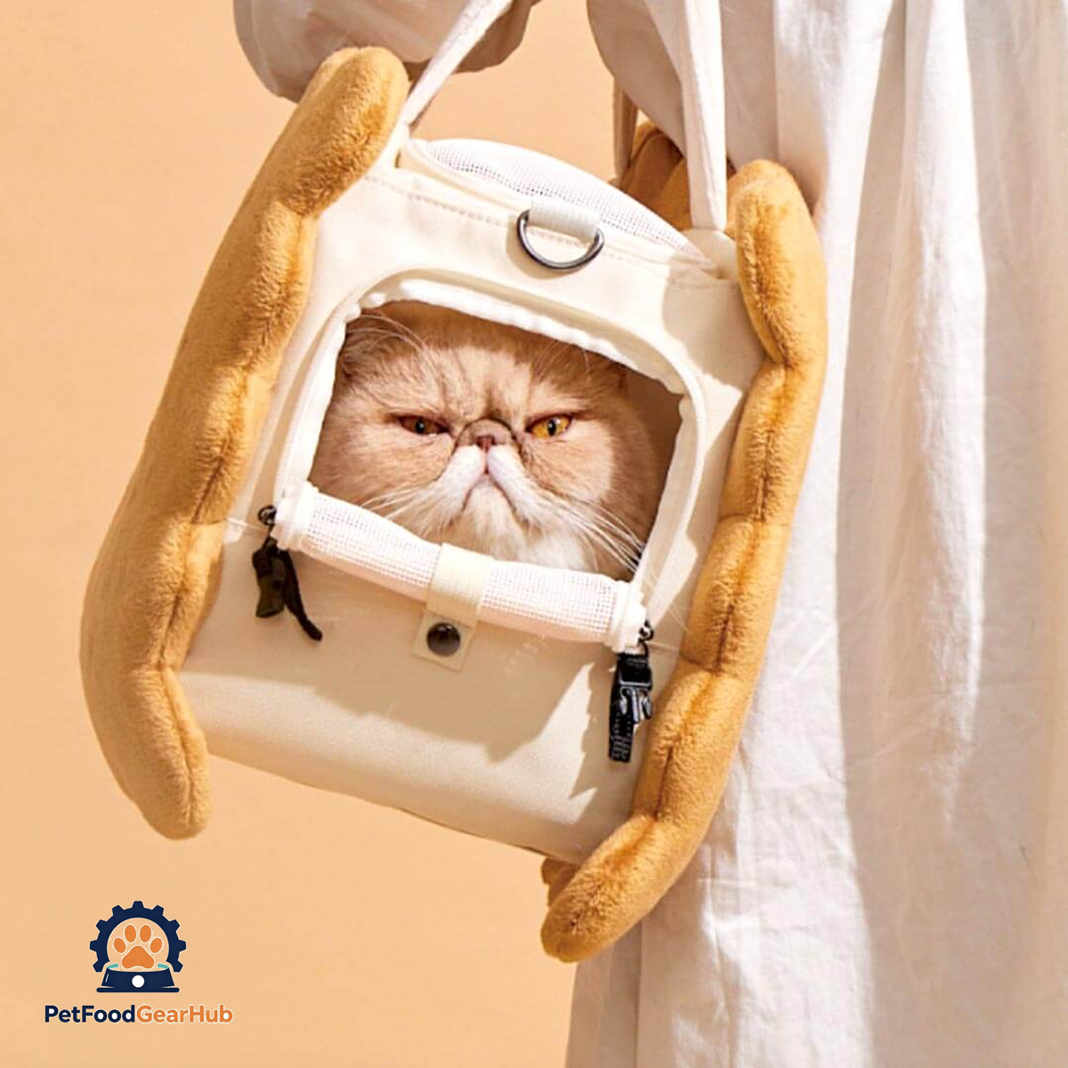 PetFoodGearHub Cookie Cat Carrier | Stylish Brown Cat Bag | PetFoodGearHub