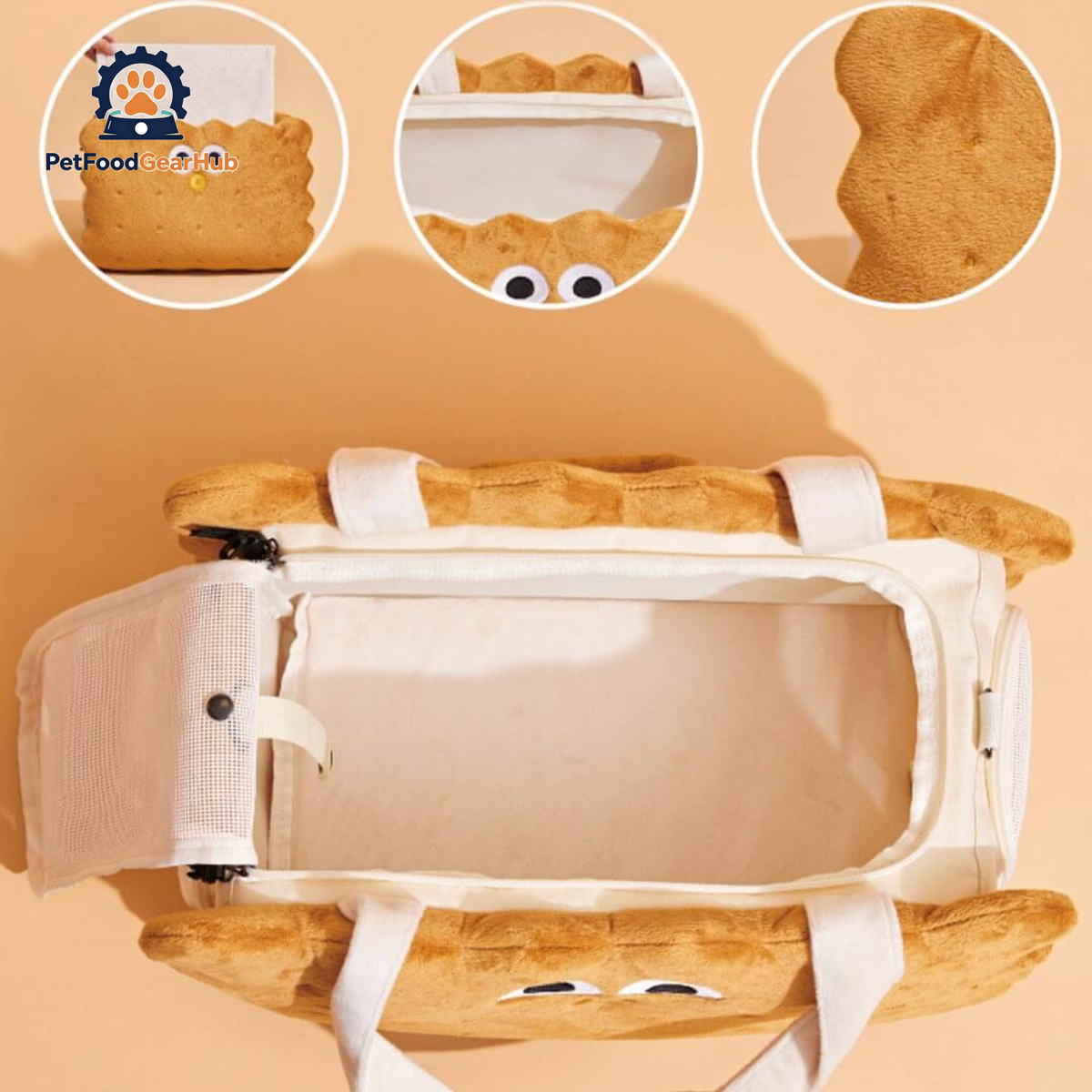 PetFoodGearHub Cookie 2-in-1 Cat Handbag & Shoulder Bag | Stylish Brown Cat Bag | PetFoodGearHub