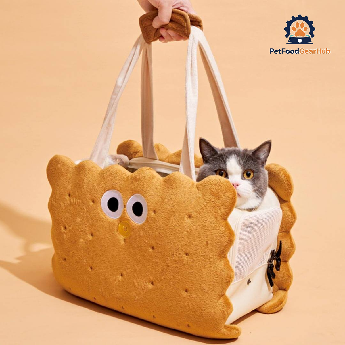 PetFoodGearHub Cookie 2-in-1 Cat Handbag & Shoulder Bag | Stylish Brown Cat Bag | PetFoodGearHub