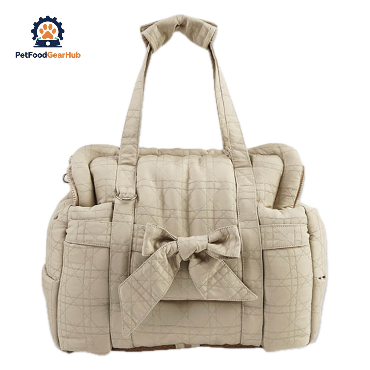 Cat Car Carrier in Quilted Design with Bow Detail | PetFoodGearHub