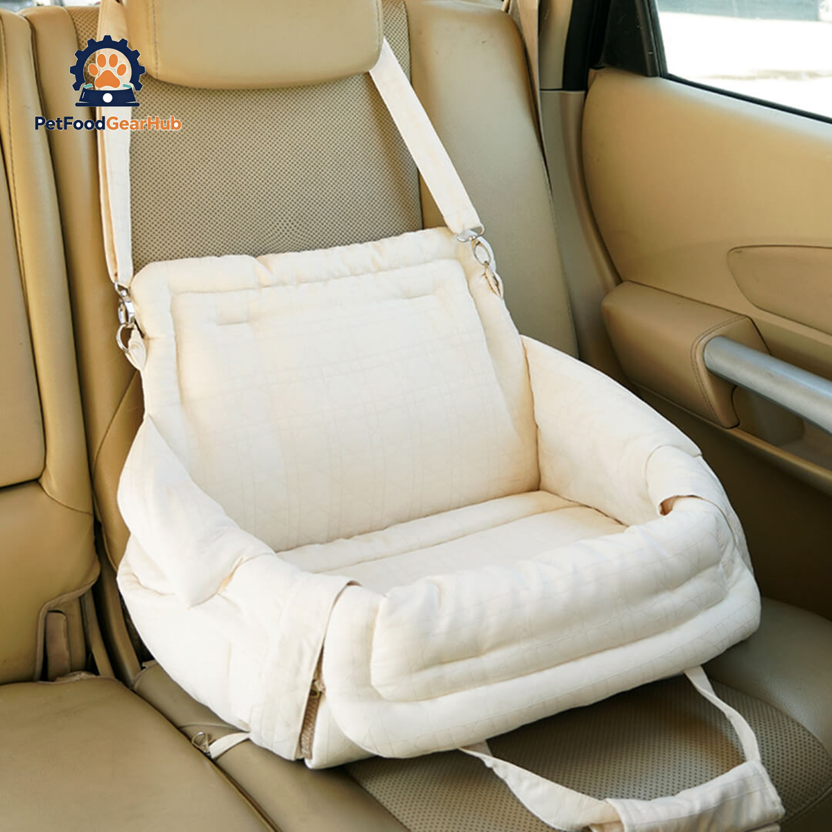 Cat Car Carrier Transformed into Car Seat Secured with Shoulder Straps | PetFoodGearHub
