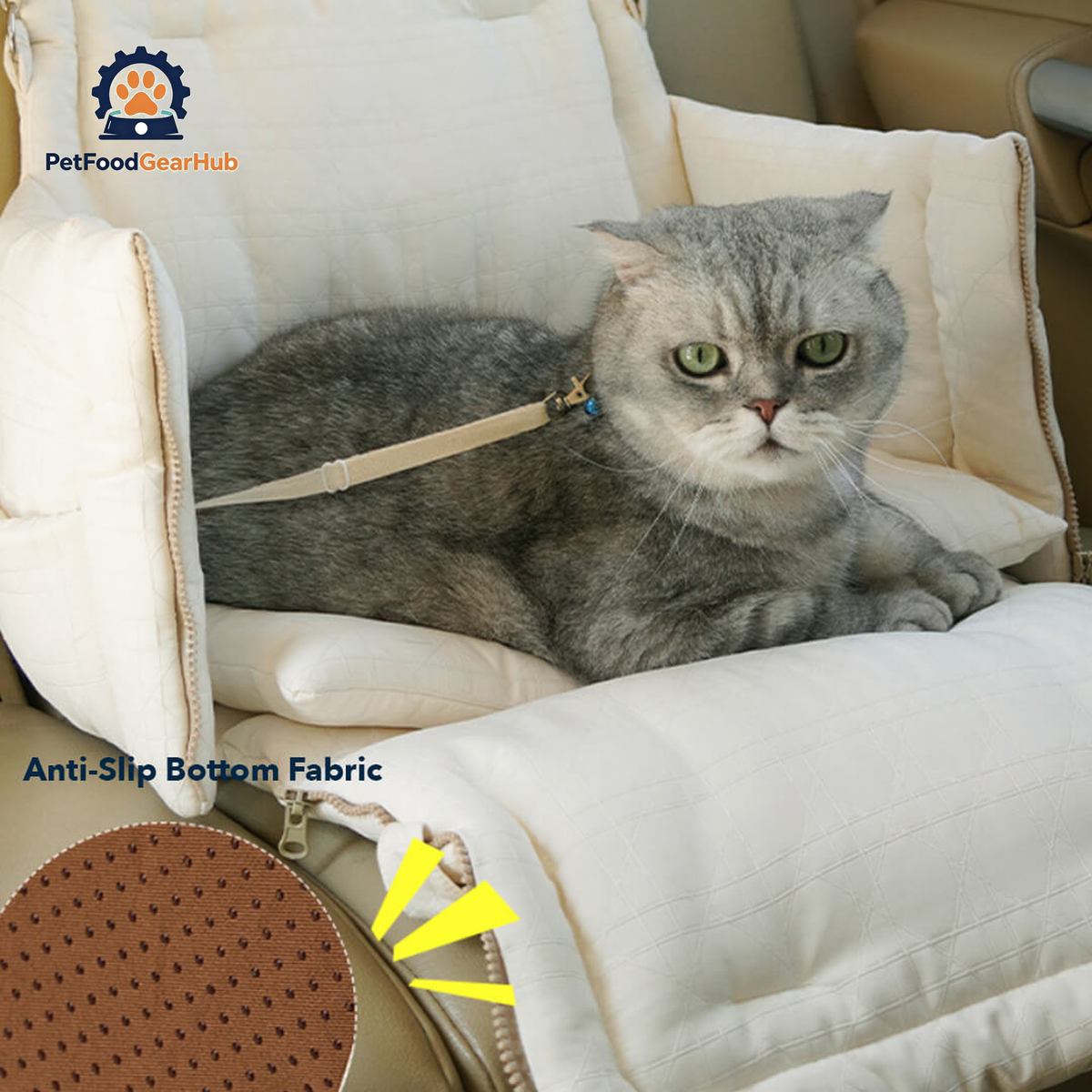 Cat Relaxing in Carrier with Plush Padded Interior and Anti-Slip Base | PetFoodGearHub