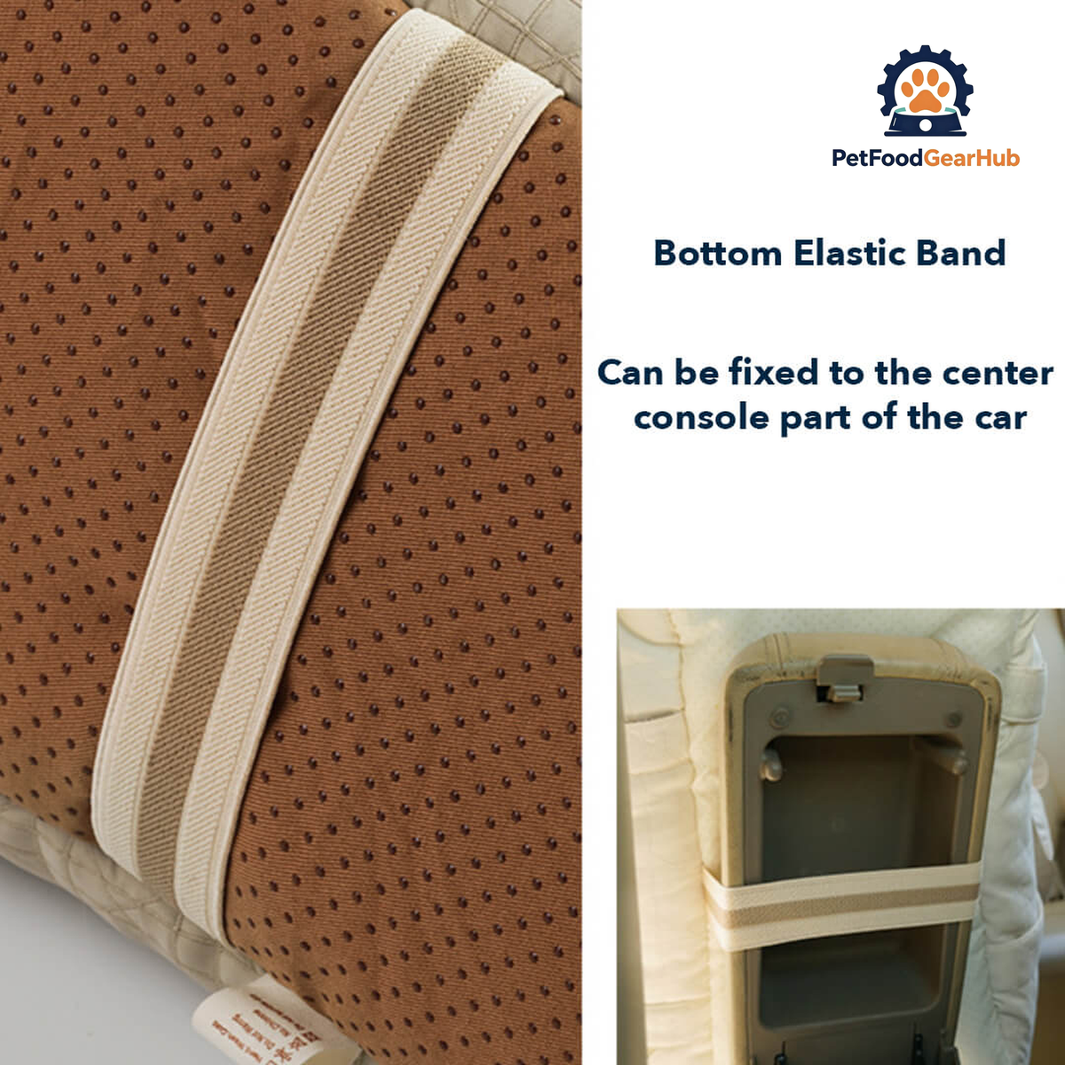 Bottom Elastic Band of Cat Car Carrier for Secure Car Console Placement | PetFoodGearHub