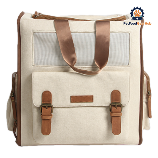 Stylish Beige Cat Backpack | PetFoodGearHub