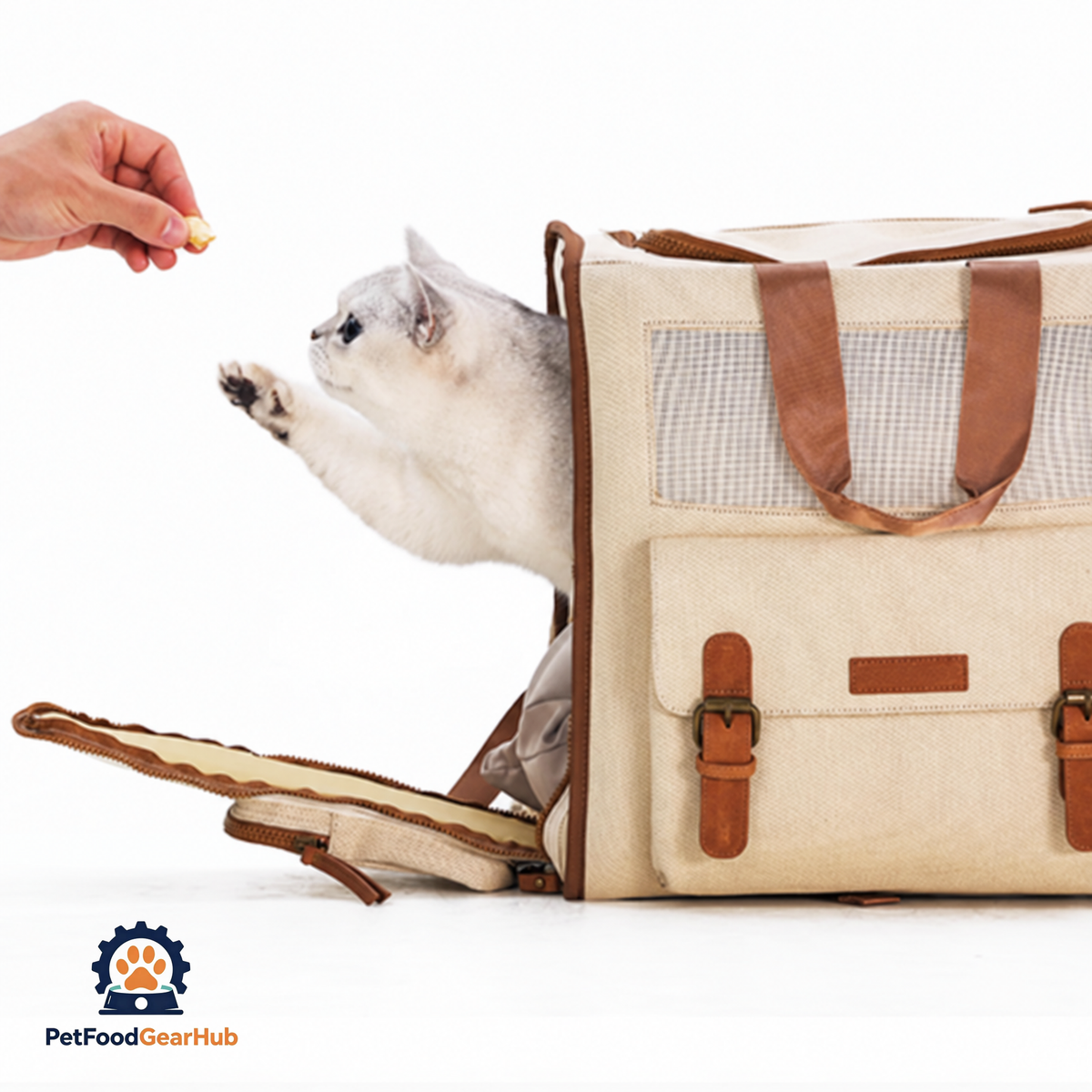 Stylish Beige Cat Backpack | PetFoodGearHub