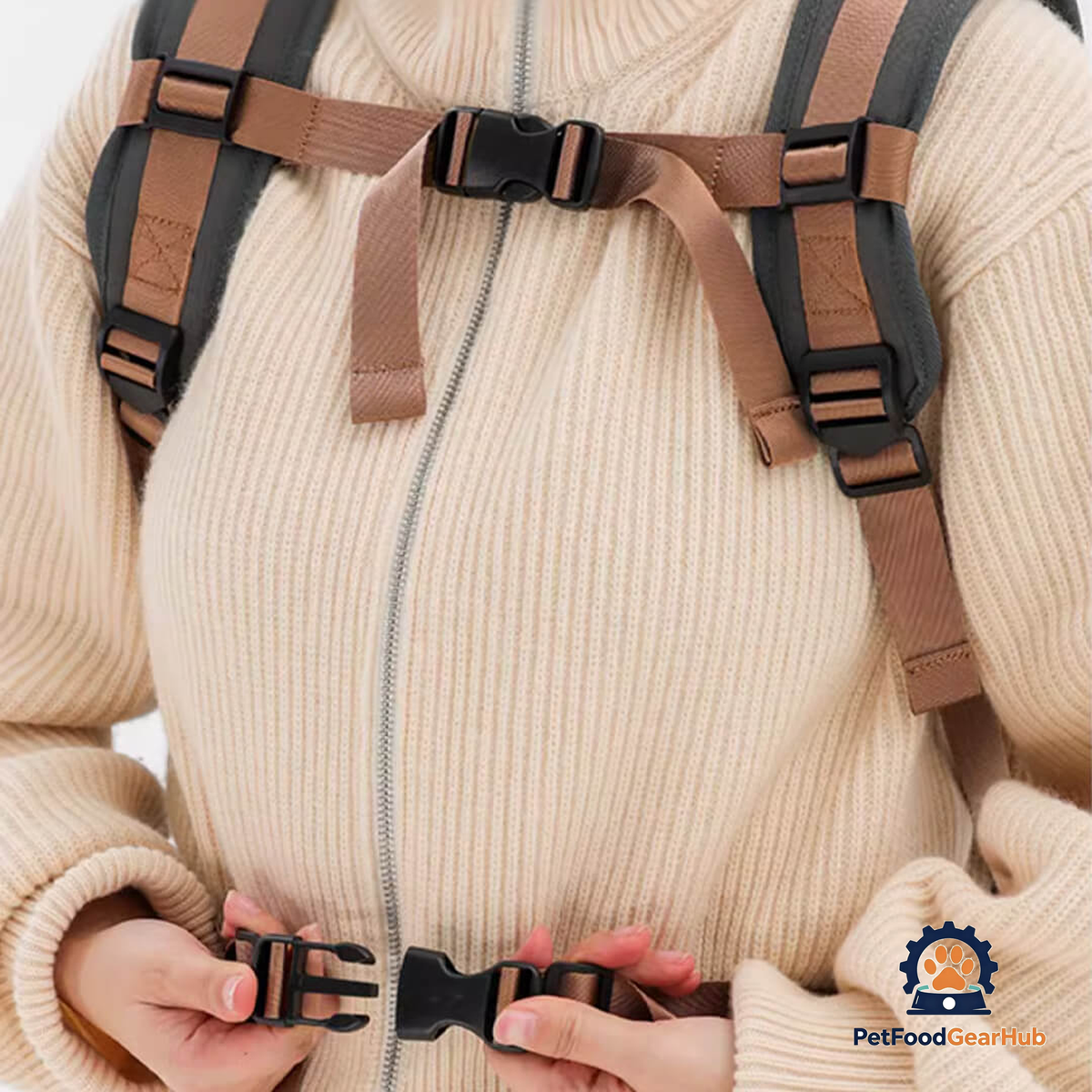 Chest & Waist Straps of Cat Carrier Backpack | PetFoodGearHub