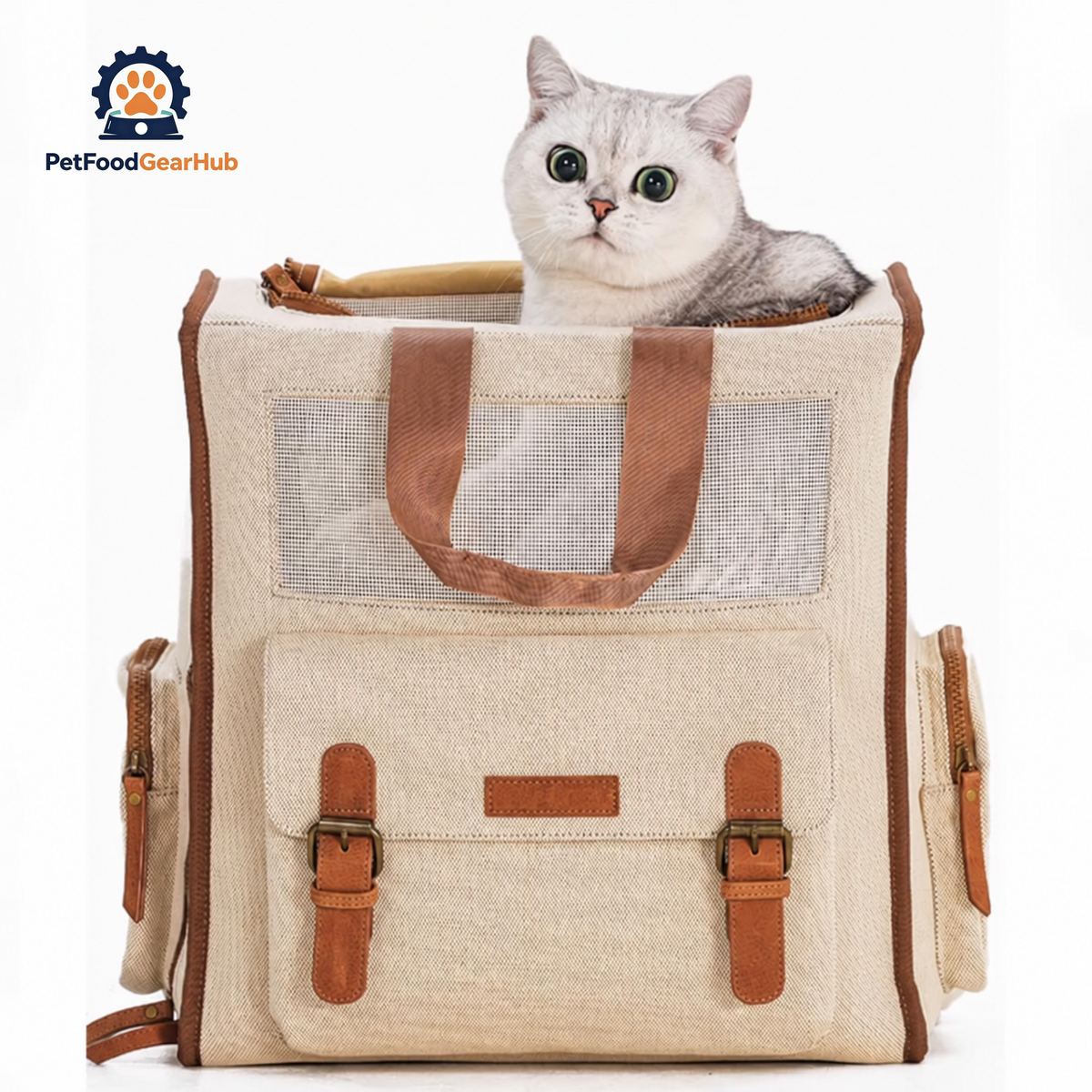 Cat Inside Stylish Beige Cat Backpack | PetFoodGearHub