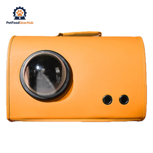 Orange Leather Duffle Cat Bag | Designer Cat Carrier | PetFoodGearHub