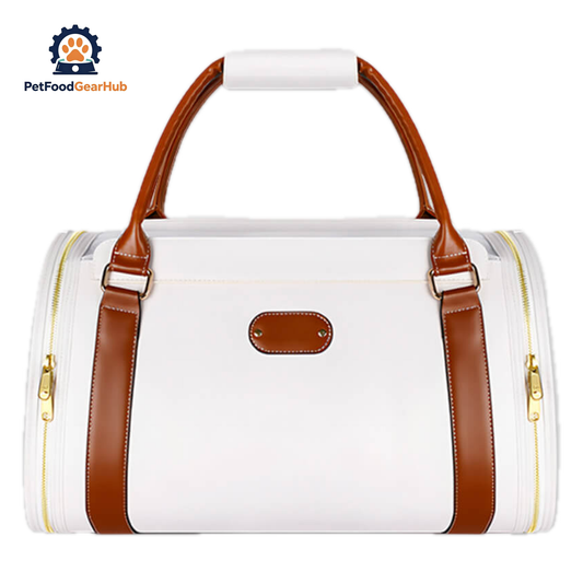 Mewmosa Leather Duffle Cat Bag for Travel | PetFoodGearHub