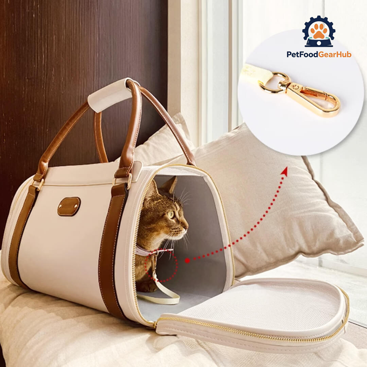 Cat Inside Leather Duffle Cat Travel Bag | PetFoodGearHub