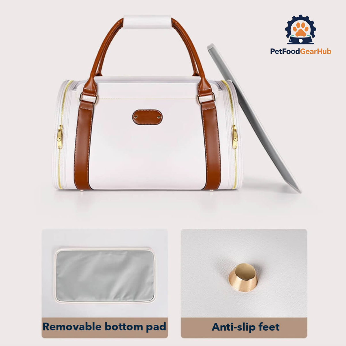 Features of Mewmosa Leather Duffle Cat Travel Bag | PetFoodGearHub