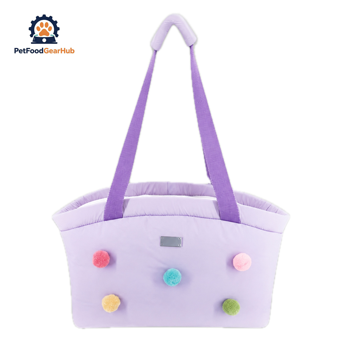 PetFoodGearHub Pompom Cat Carrier | Purple Pet Shoulder Bag | PetFoodGearHub