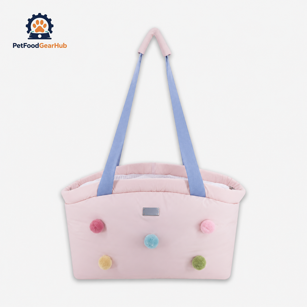 PetFoodGearHub Pompom Cat Carrier | Pink Pet Shoulder Bag | PetFoodGearHub