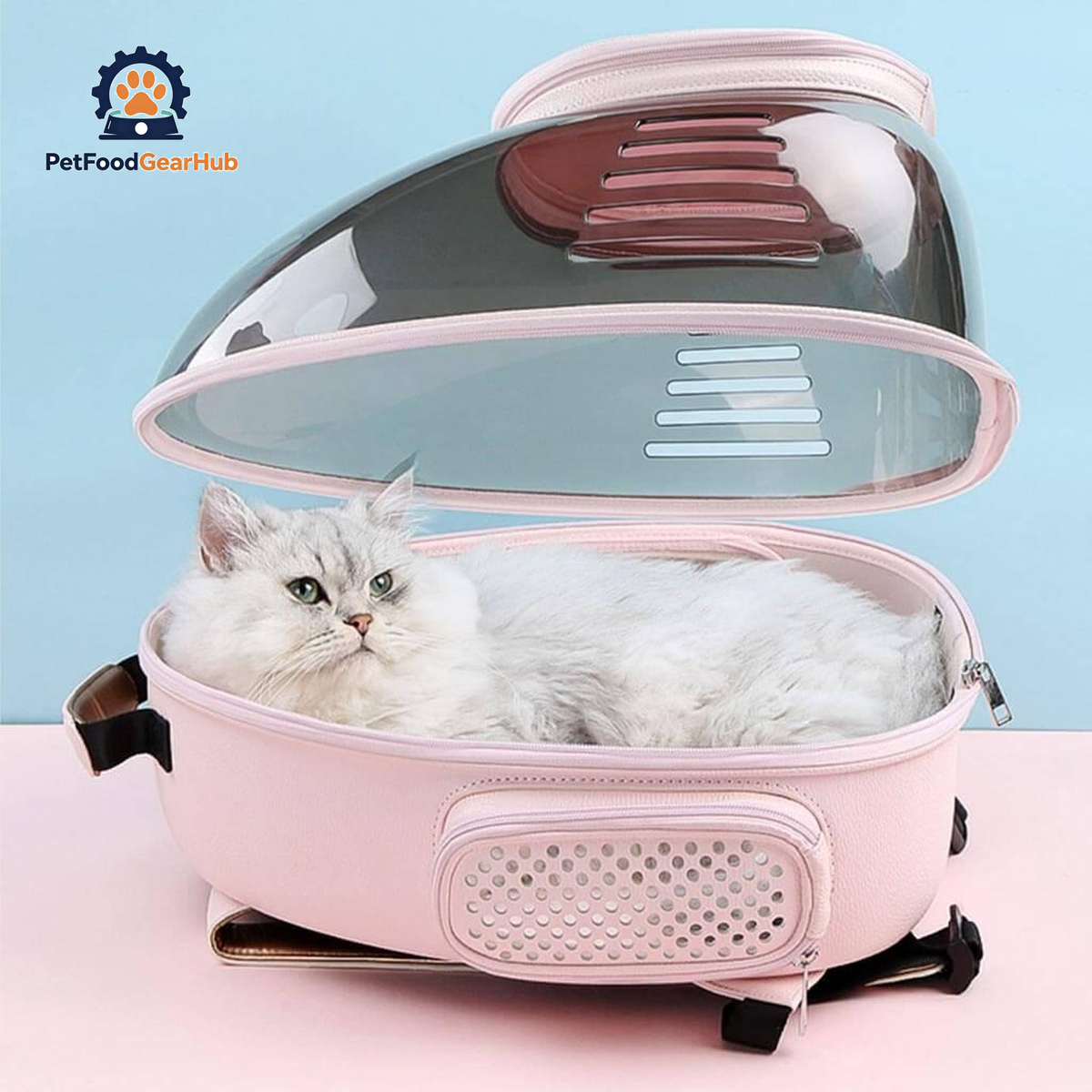 Cat Lying Inside Open Castronaut Space Cat Backpack | PetFoodGearHub