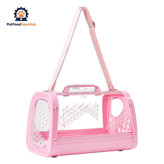 PetFoodGearHub Pink Clear Hard Cat Carrier | PetFoodGearHub