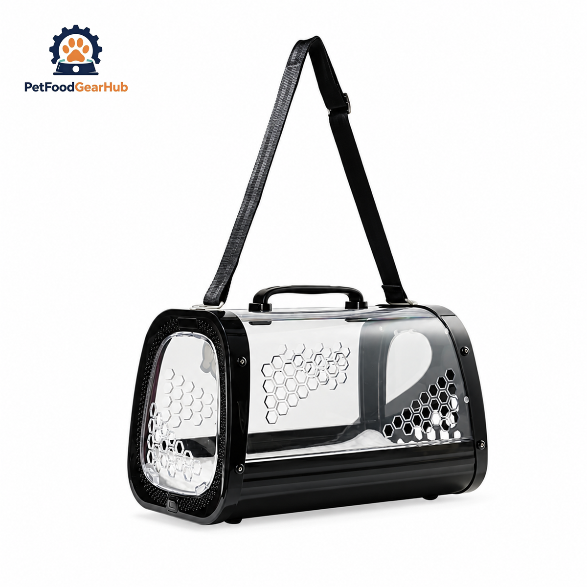 PetFoodGearHub Black Clear Hard Cat Carrier | PetFoodGearHub