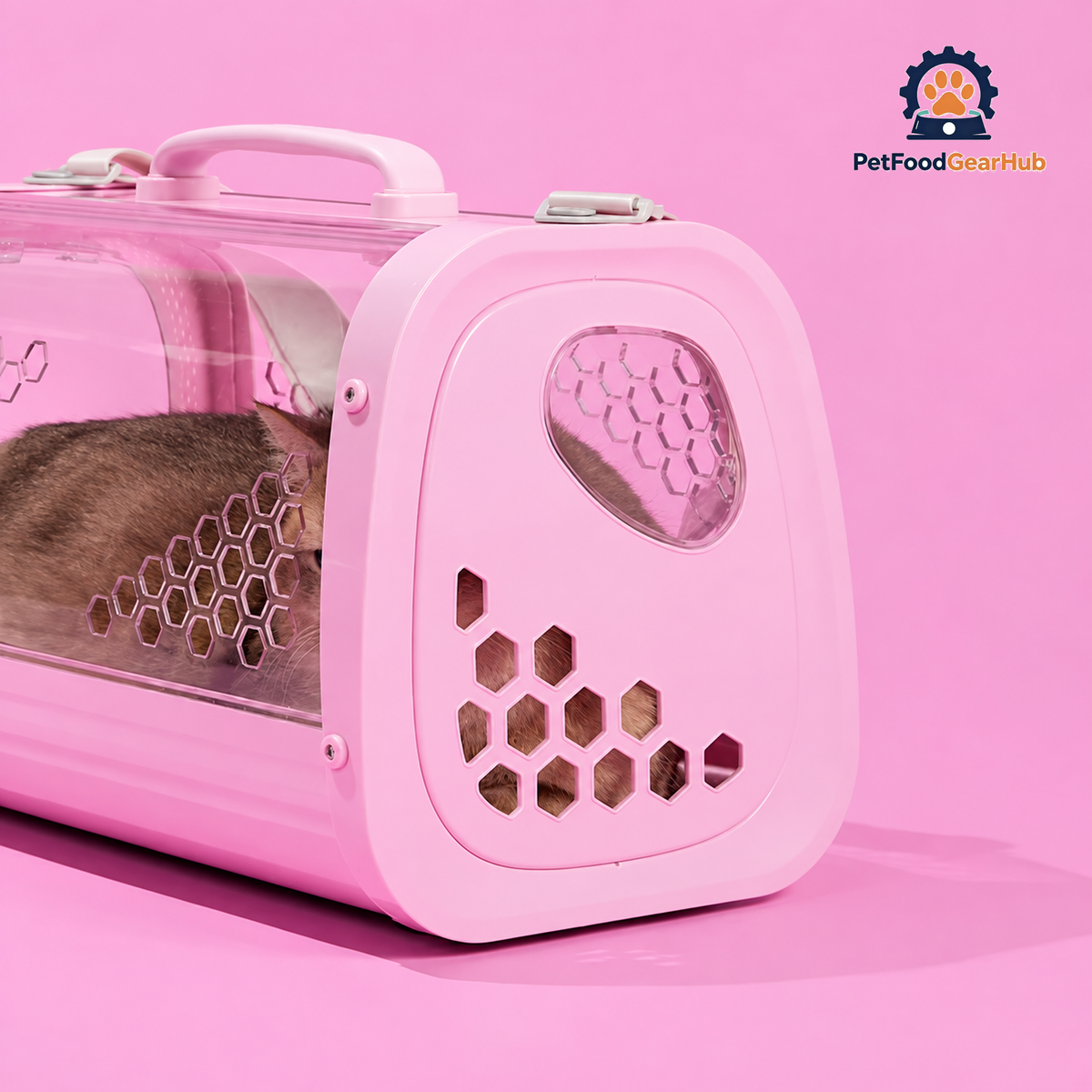 Ventilation of PetFoodGearHub Pink Clear Hard Cat Carrier | PetFoodGearHub