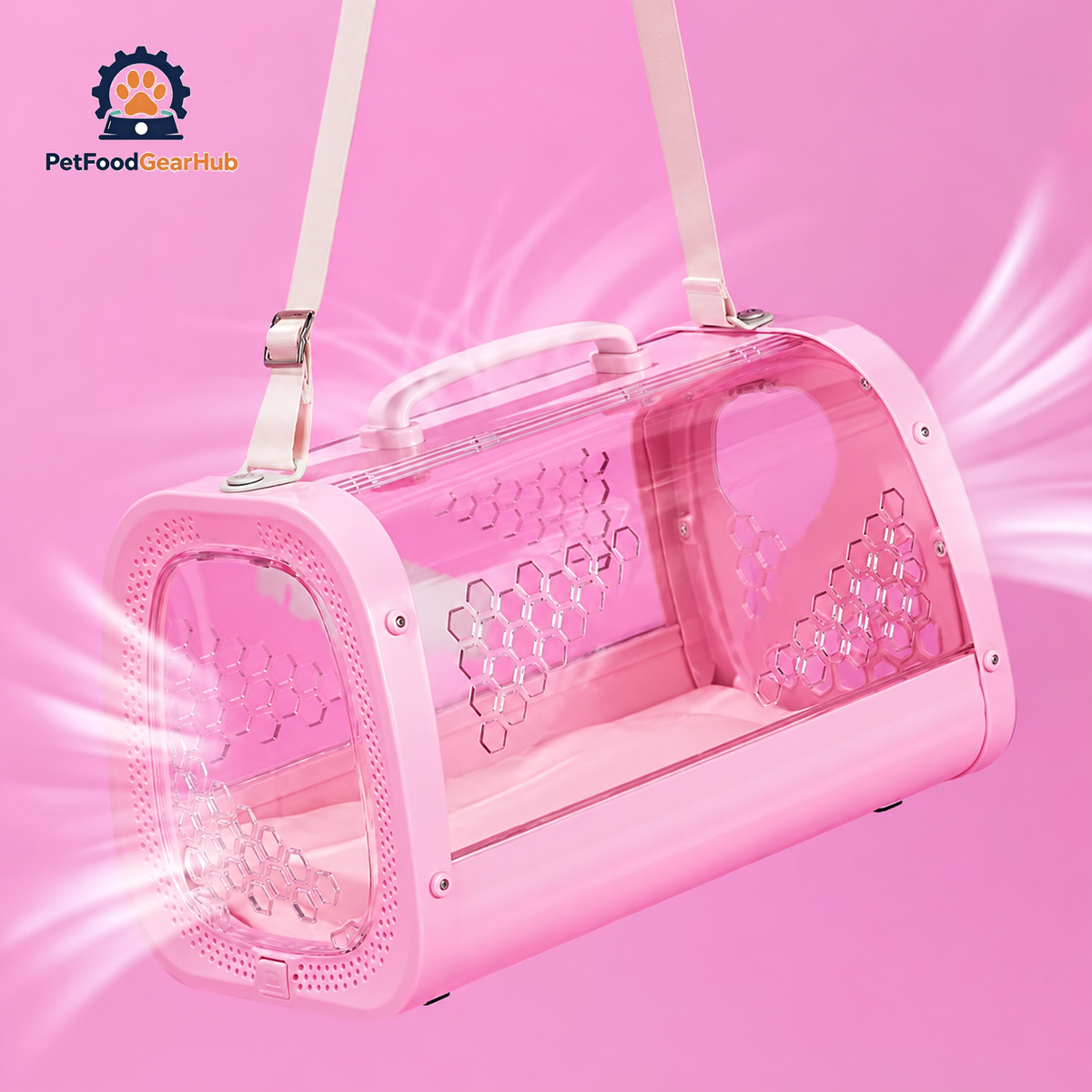 Breathability of PetFoodGearHub Pink Clear Hard Cat Carrier | PetFoodGearHub