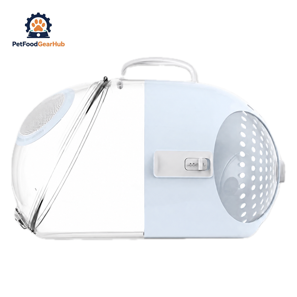 White and Blue PetFoodGearHub Capsule Cat Carrier | PetFoodGearHub