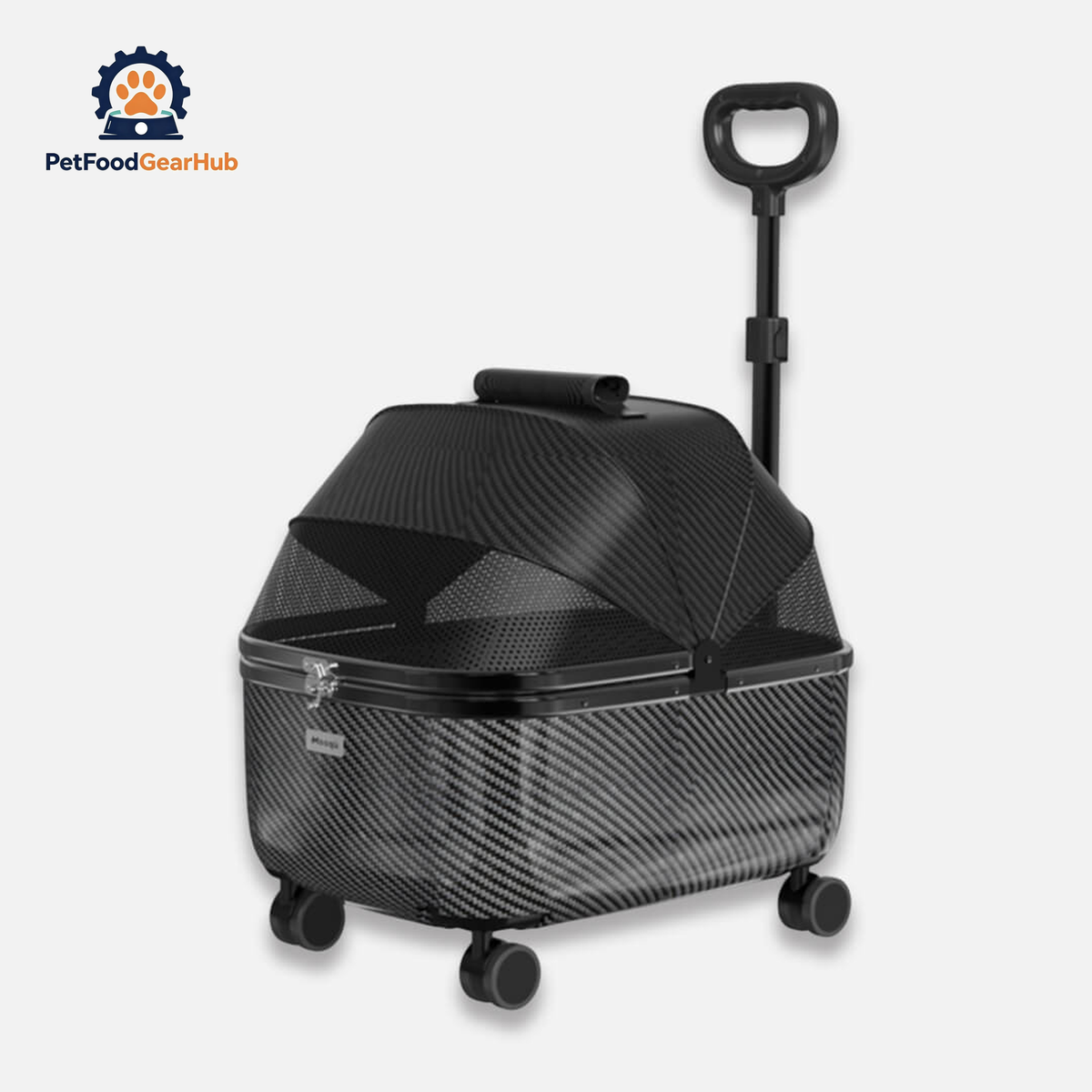 Black Rolling Cat Carrier with Wheels | Stylish Pet Stroller for Cats | PetFoodGearHub