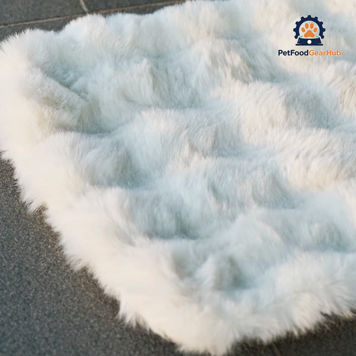 Fluffy Mat of White Cat Carrier with Wheels | Stylish Cat Stroller | PetFoodGearHub