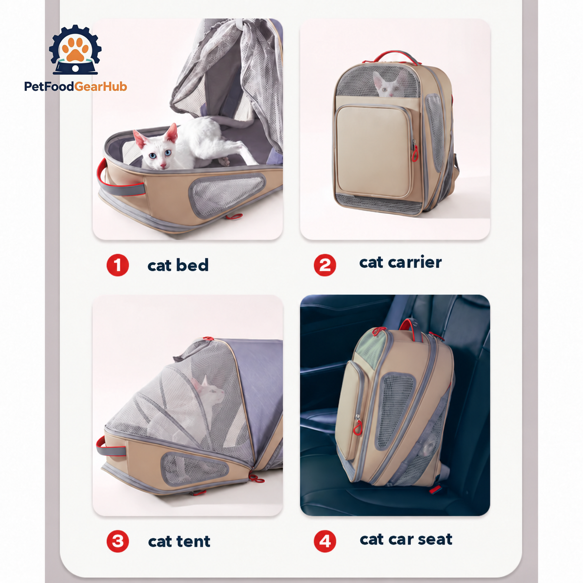 PetFoodGearHub Expandable Cat Backpack | Pet Carrier | PetFoodGearHub