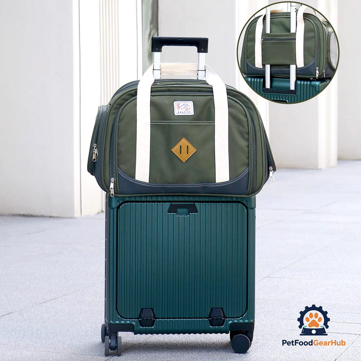 Kitty Chic Expandable airline-oriented Cat Carrier Attached to Luggage | PetFoodGearHub