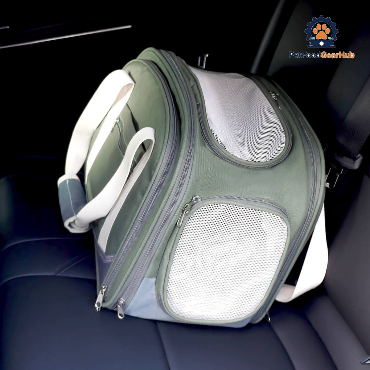 Kitty Chic Expandable airline-oriented Cat Carrier in Car Seat | PetFoodGearHub