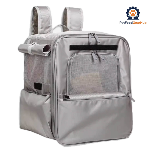 Purr Palace Tent-Like Gray Cat Carrier Backpack | PetFoodGearHub