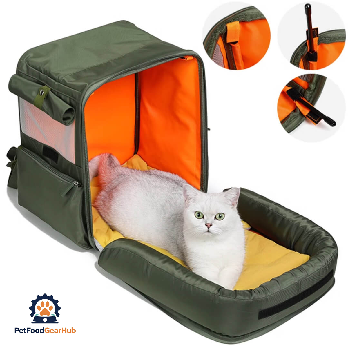 Purr Palace Tent-Like Green Cat Carrier Backpack | PetFoodGearHub