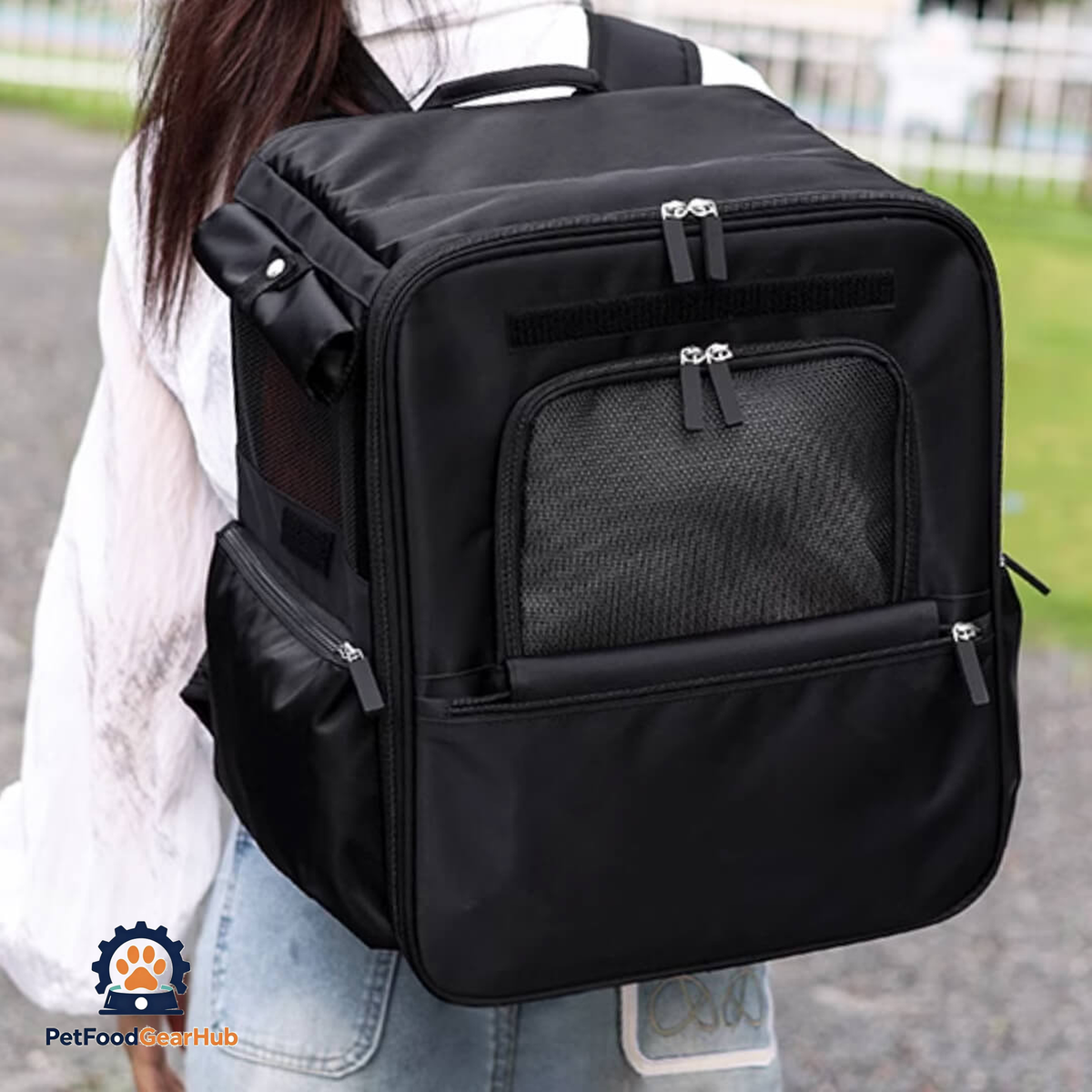 Purr Palace Tent-Like Black Cat Carrier Backpack | PetFoodGearHub