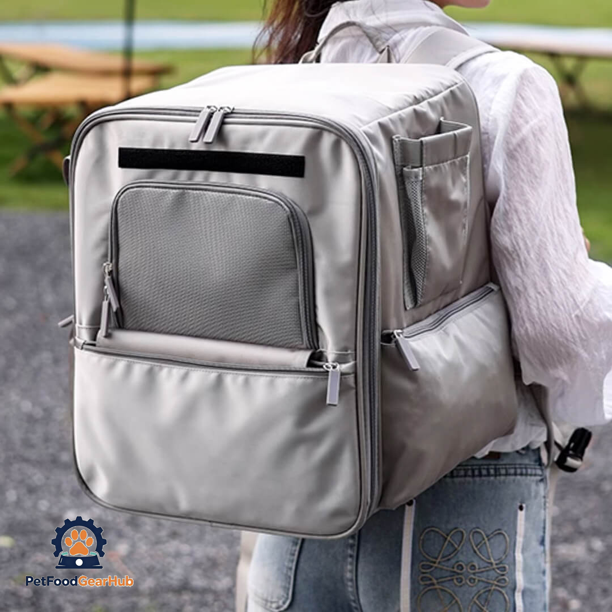 Purr Palace Tent-Like Gray Cat Carrier Backpack | PetFoodGearHub