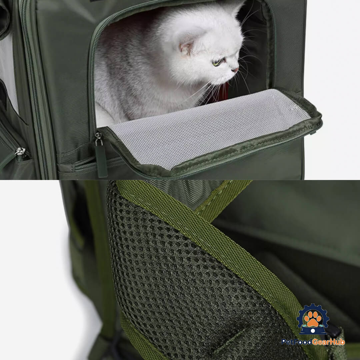 Purr Palace Tent-Like Green Cat Carrier Backpack | PetFoodGearHub