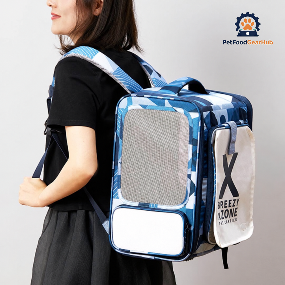 PetFoodGearHub Expandable Cat Backpack | Blue Travel Carrier for Cats | PetFoodGearHub