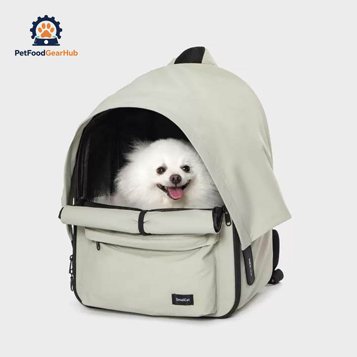 Cove Expandable Cat Backpack with White Small Dog | gray Pet Carrier Backpack | PetFoodGearHub